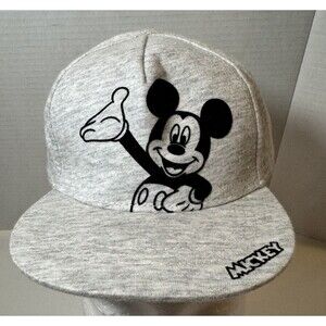 Children's H&M Disney Mickey Mouse Logo Baseball Cap Hat Gray and Black 6/9 M